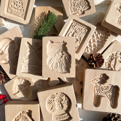 Wooden Cookie Molds for Christmas, DIY 3D Engraved