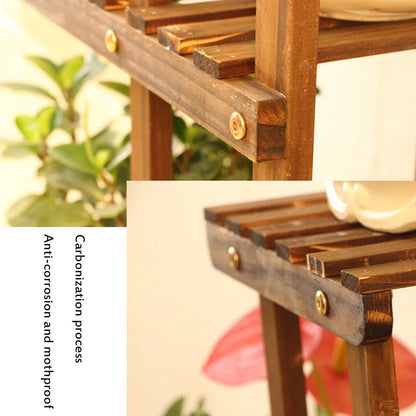 Wooden Plant Stand 5 Tier Corner Shelf Storage Rack for Indoor Outdoor Garden