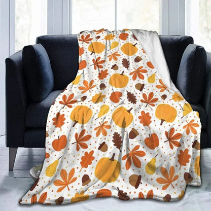 Fall Pumpkin Autumn Blanket Leaves Soft Throw