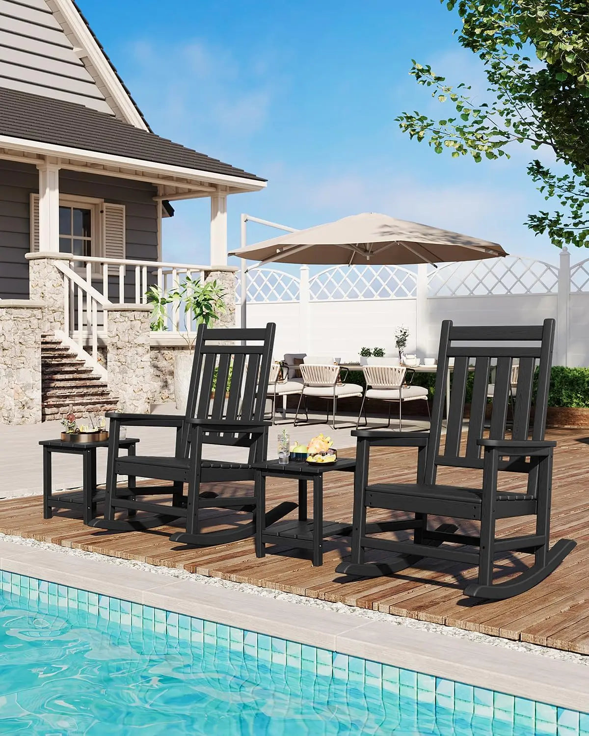 Outdoor Rocking Chair, All-Weather  Patio Rocking Chairs for Adults, 380lbs Weight Capacity, for Porch