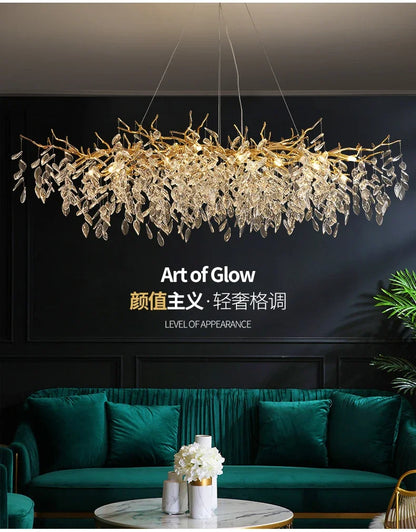 2025 Luxury Gold Crystal LED Chandeliers Living Dining  Lustre Ceiling Pendant Lamps I