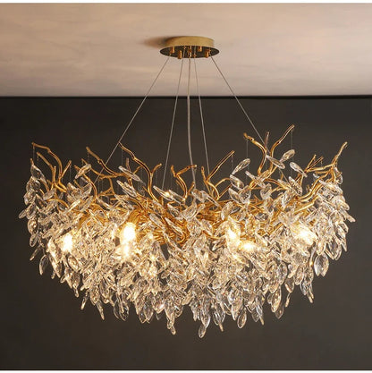 2025 Luxury Gold Crystal LED Chandeliers Living Dining  Lustre Ceiling Pendant Lamps I
