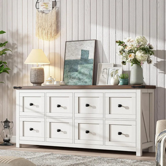 Dresser with 8 Drawers, Farmhouse, Wood, Wide, Long, TV Stand
