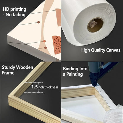 2D Flat, 3pcs wooden framed canvas painting art print