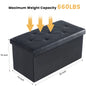 JHK 43 Inches Leather Folding Ottoman Storage Footstool For Living Room