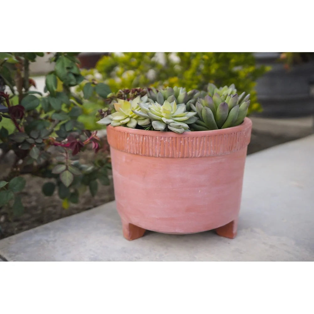 10in Footed Terracotta Clay Planter