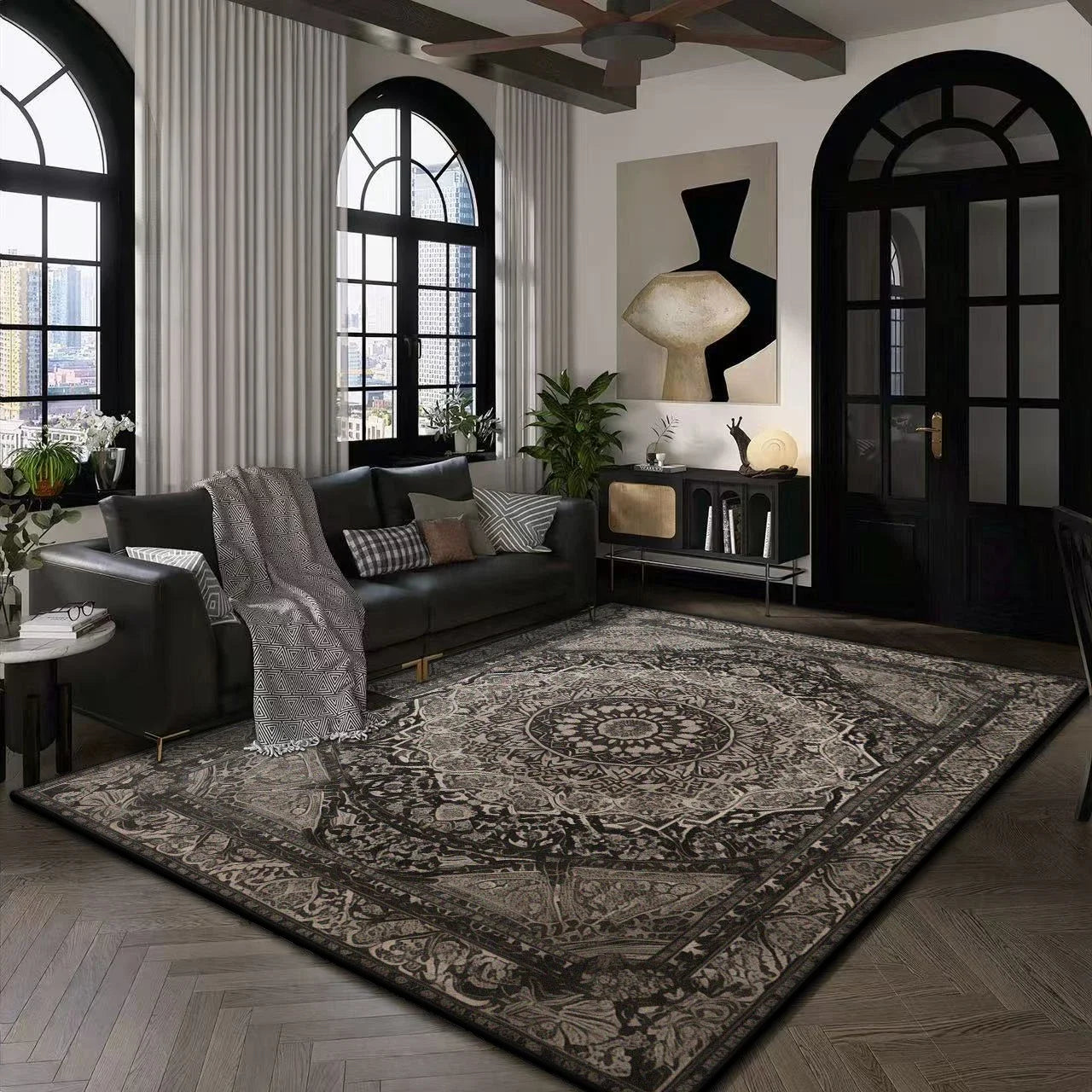 Large Modern Area Rug for Living Room  Plush Non-Slip Floor Machine Washable