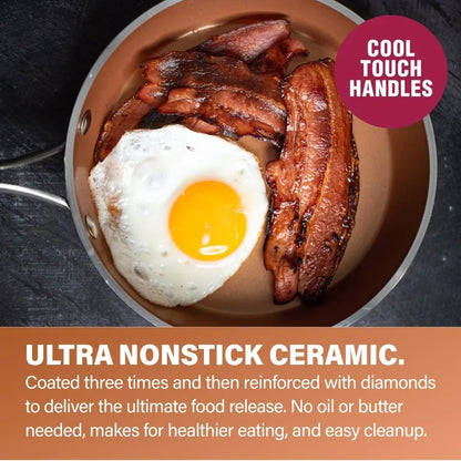 Hammered 15 Pc Ceramic Cookware Set