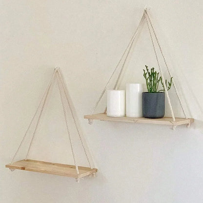 1PC Wooden Swing Hanging Wall Shelve