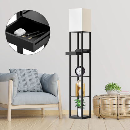 67" Column Floor Lamp with Shelves