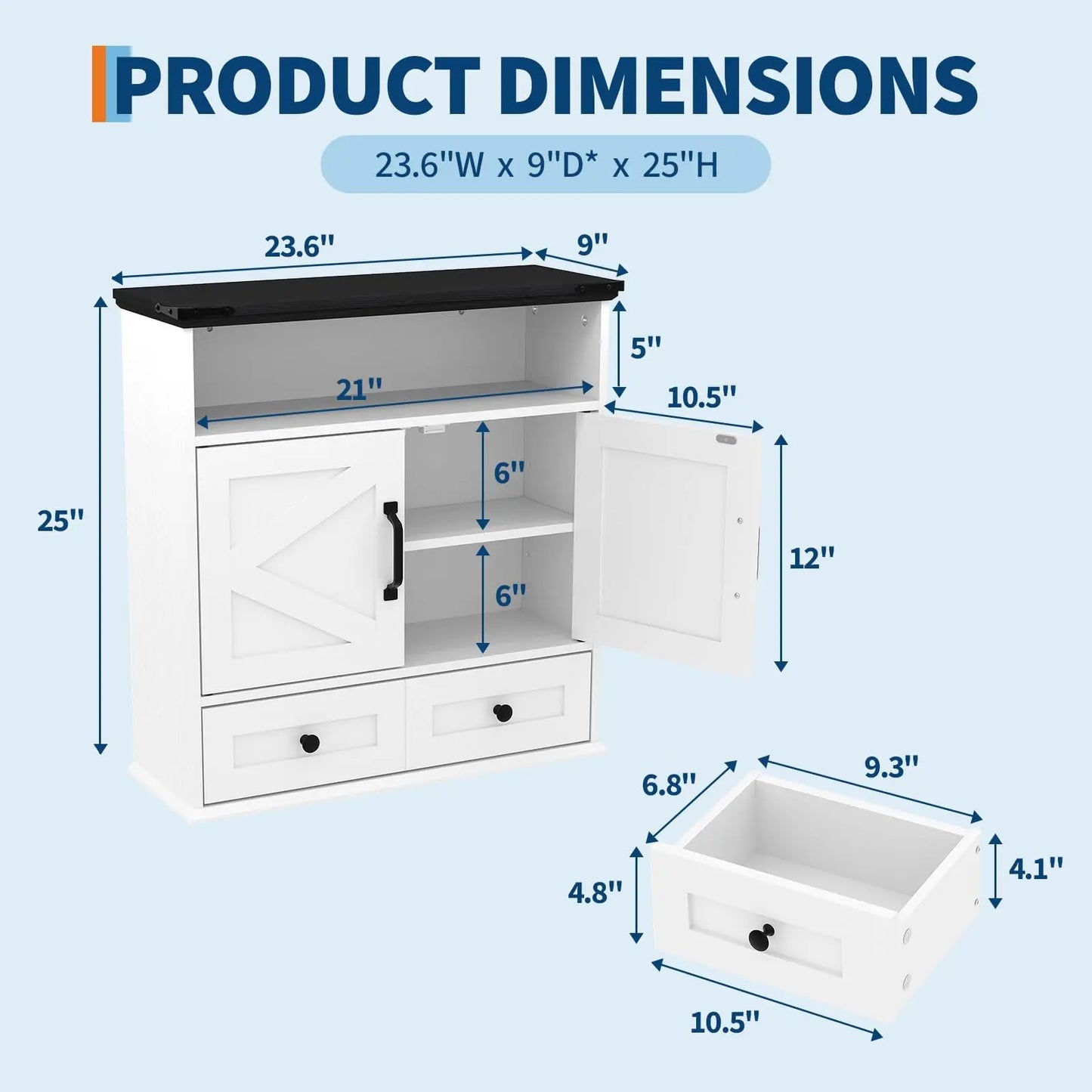 Wall Mounted Farmhouse Medicine Cabinet Over Toilet Storage With Barn Doors Adjustable Shelves