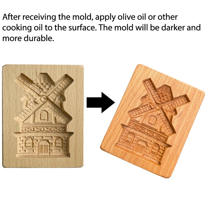 Wooden Cookie Molds for Christmas, DIY 3D Engraved