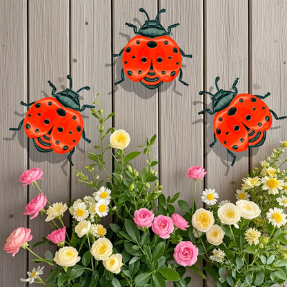 3pcs metal ladybug wall decor garden decoration outdoor metal craft
