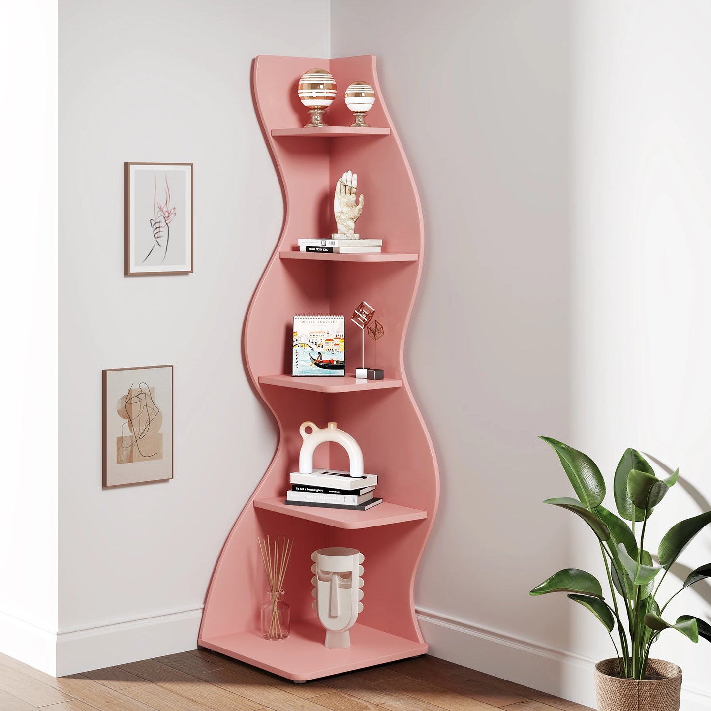 Tribesigns Corner Shelf, Modern 5-Tier Wall