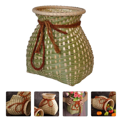 1pc Bamboo Woven Basket  Flower Holder Farmhouse Rustic Home