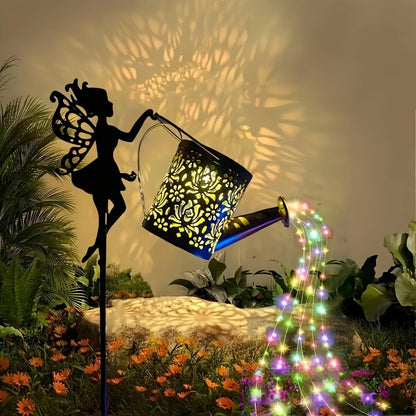 Solar Lights Outdoor Solar Watering Can Light  Waterproof Metal Hanging Lantern Fairy Garden Decor Outside