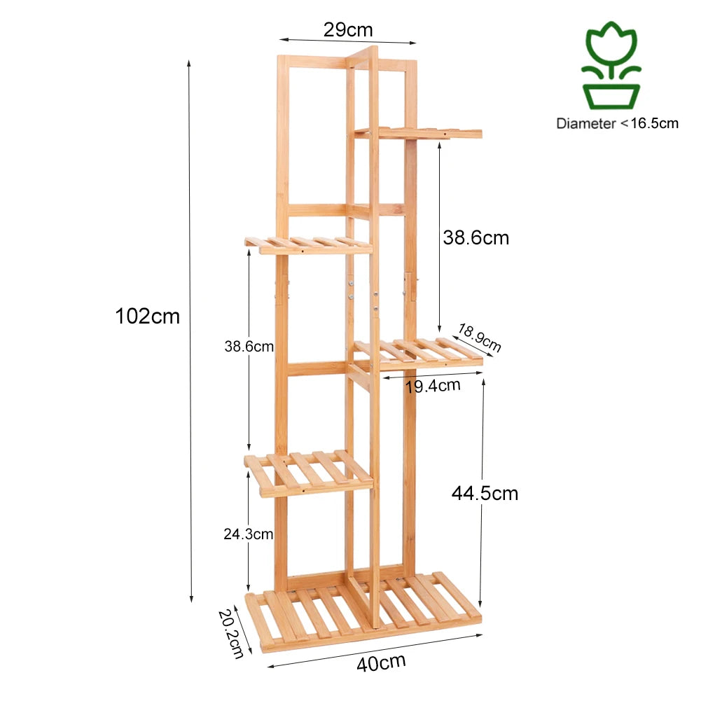 6/7 Pot Vertically Bamboo Flower Shelf  Plant Stand