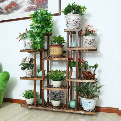 Multi-Tier Plant Stand, 46in Height Wood Flower Rack Holder Indoor Outdoor for Patio Gard