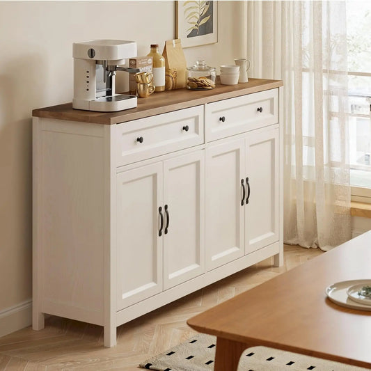 Farmhouse Kitchen Sideboard Buffet Cabinet with Storage, Wood Coffee Bar and Storage Sideboard