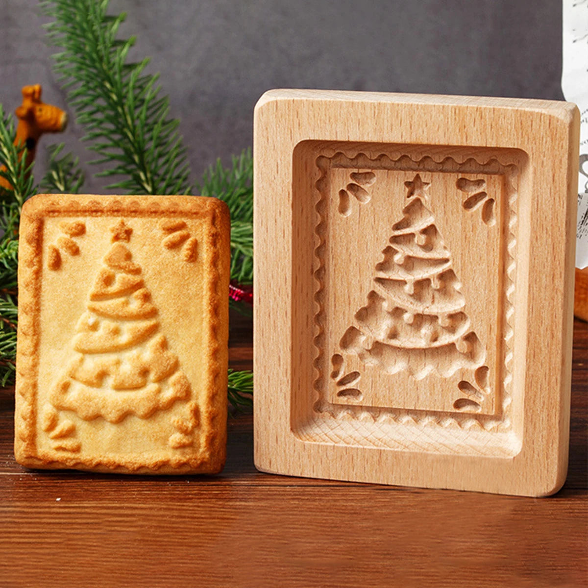 Wooden Cookie Molds for Christmas, DIY 3D Engraved