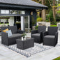 4 Piece Patio Furniture Set, , Rattan Sectional Sofa Couch with Coffee Table & Seat Cushions for