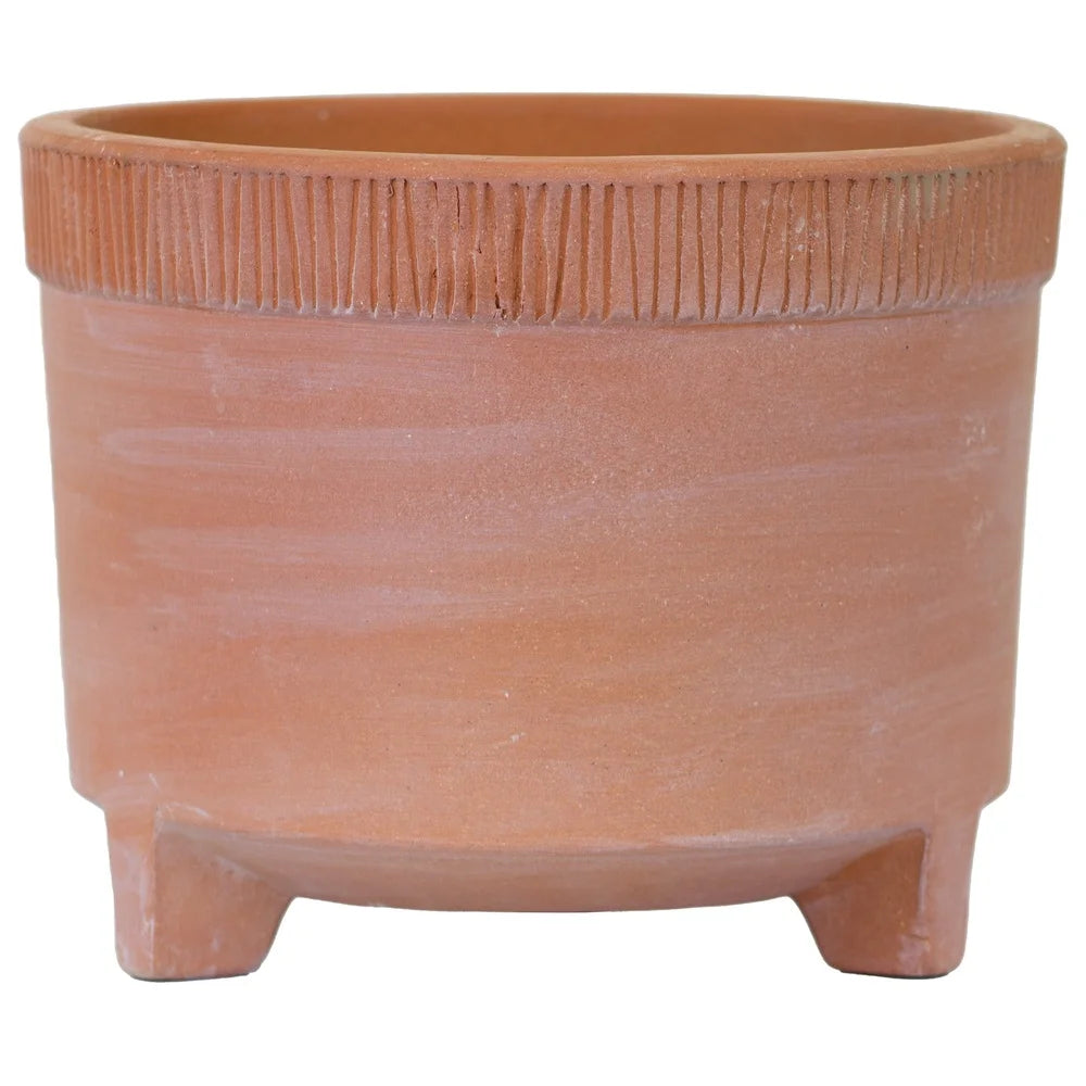 10in Footed Terracotta Clay Planter