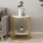 2-Tier White Marble Side Table Round Coffee Table