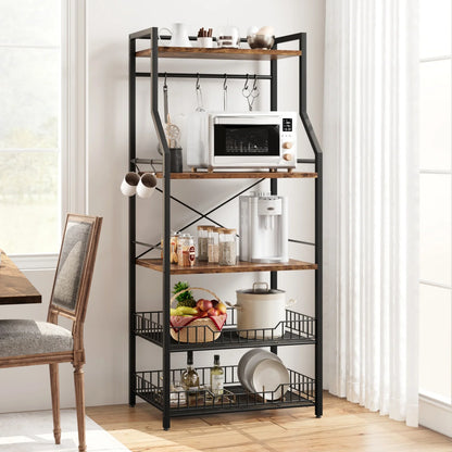 Kitchen Bakers Rack Microwave Oven Stand Coffee Bar Station