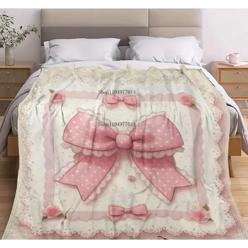 pink bow and polka dot princess blanket.