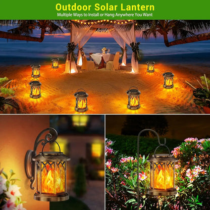 2 Pack Solar Hanging Lights Outdoor for Garden, Bronze/Black