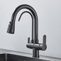 Quyanre Matte Black Filtered Crane For Kitchen Pull Out Spray 360 Rotation Water Sink Mixer Kitchen Faucet