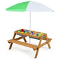 All-in-One Sand & Water Picnic Table with Adjustable Umbrella for Outdoor Play and Patio Use