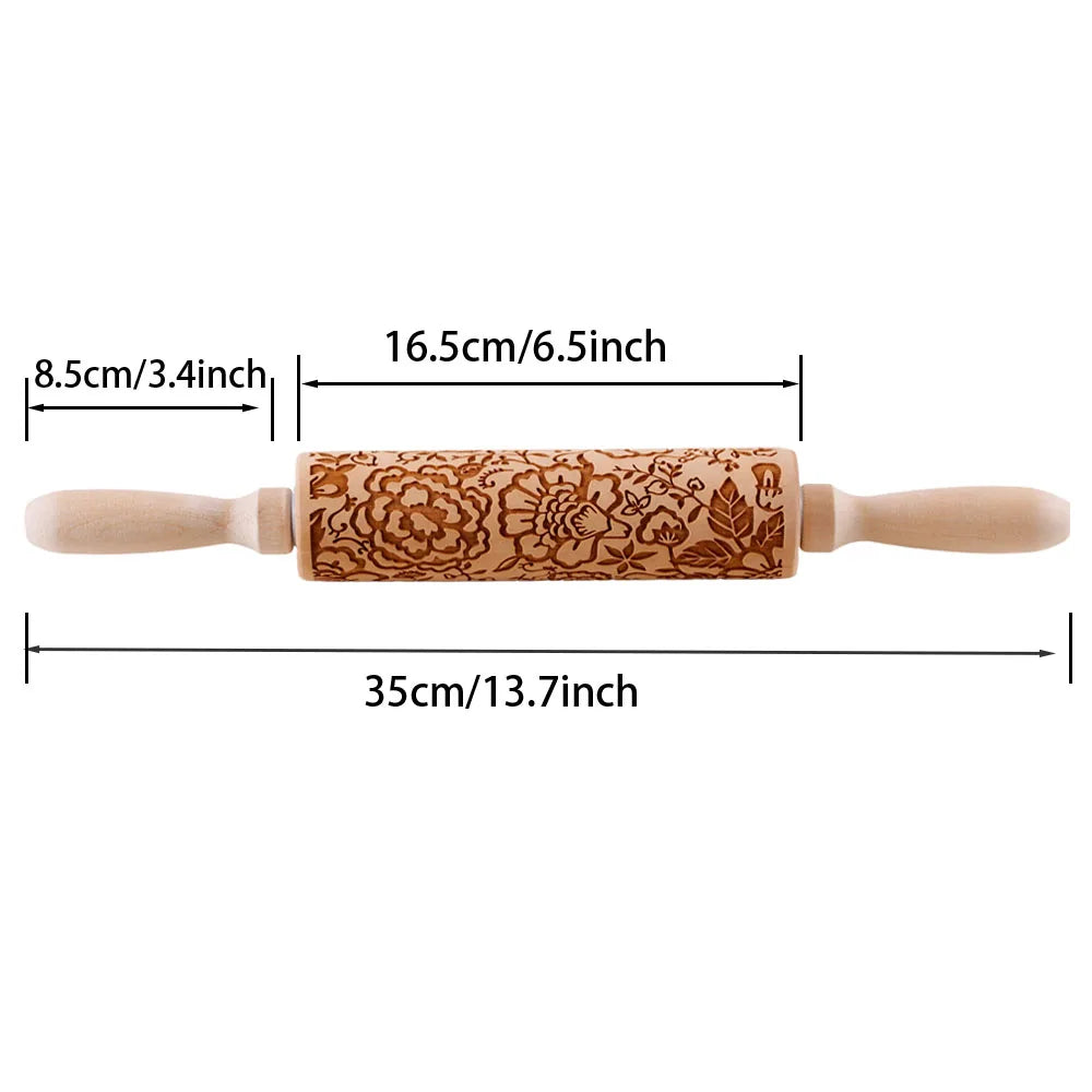 1 pcs Wooden Sunflower Embossed Rolling Pin