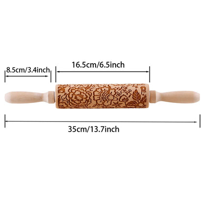 1 pcs Wooden Sunflower Embossed Rolling Pin