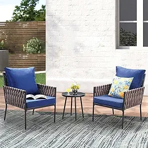 4-Piece Patio Furniture Set, Wider Outdoor Metal Seating Sofa with High Back & Loveseat, Coffee Table