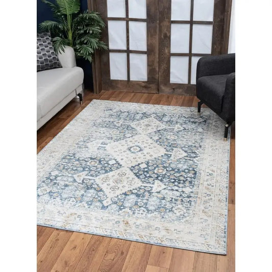 Blue Area Rug 7'10" x 10'3" for Home Decor, Soft and Stylish Floor Covering
