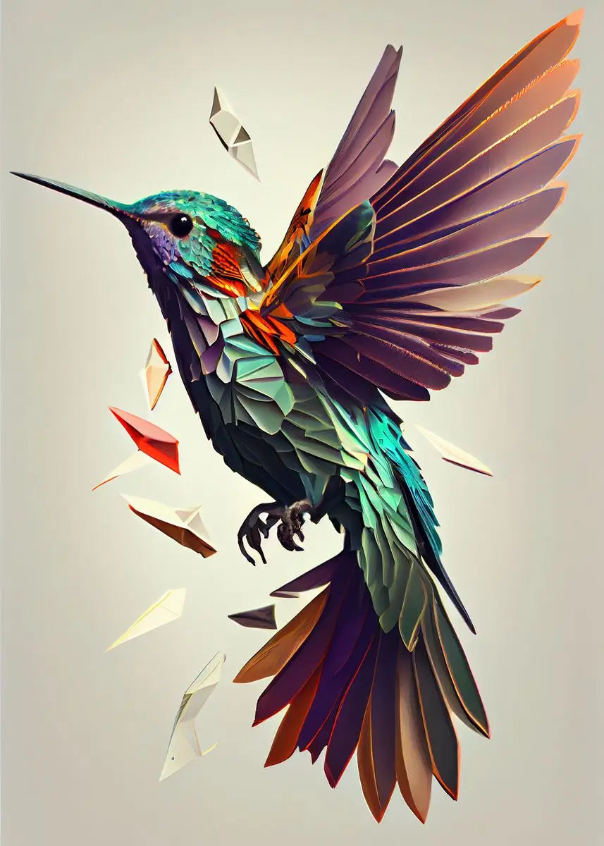 Watercolor Hummingbird Flower Wall Art