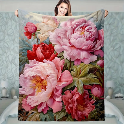 Vibrant Floral Glamour Throw Blanket