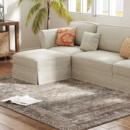 HOMCOM Machine Washable Area Rug 5x7,  Dark Mixed-Brown