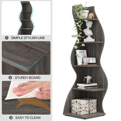 Tribesigns Corner Shelf, Modern 5-Tier Wall