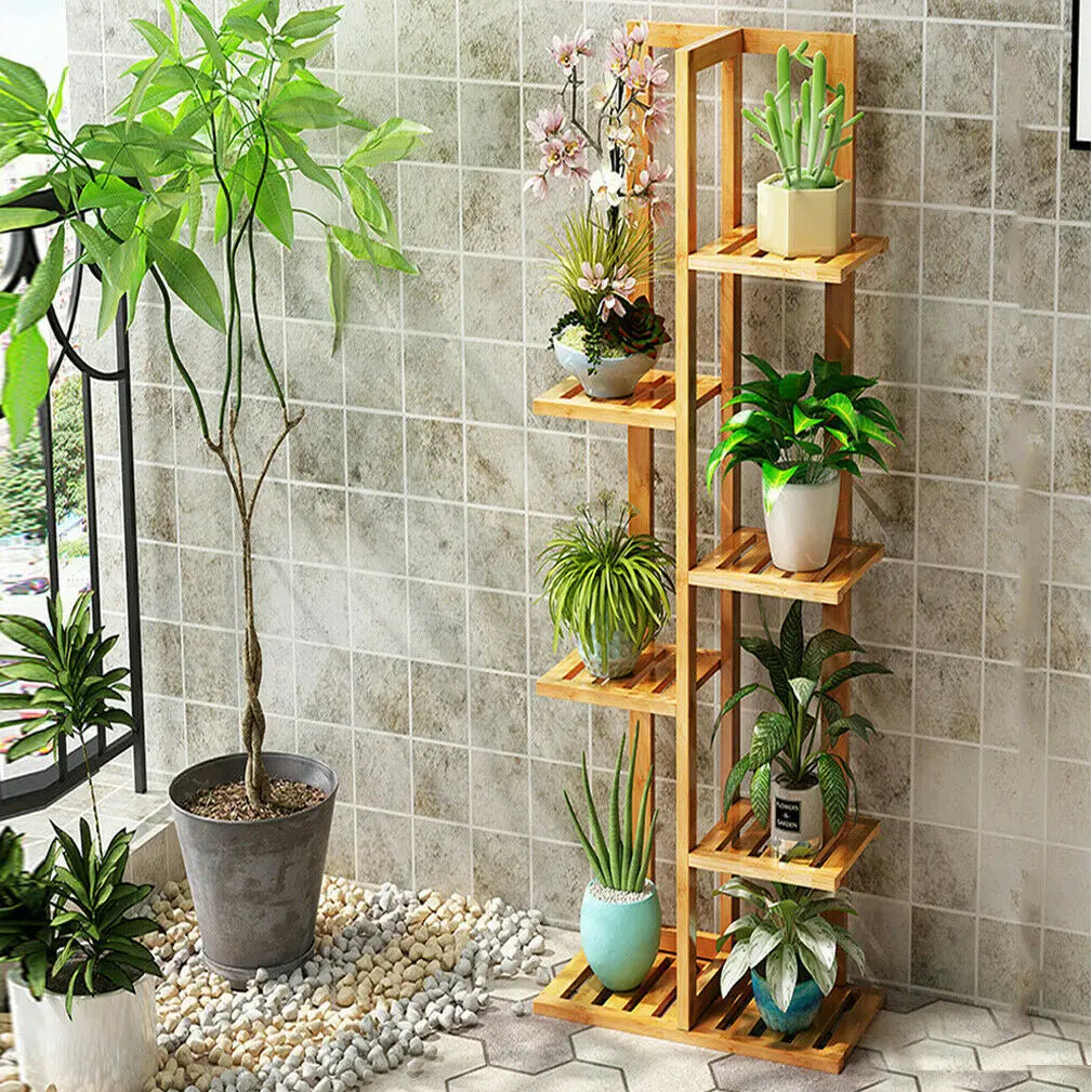 6/7 Pot Vertically Bamboo Flower Shelf  Plant Stand