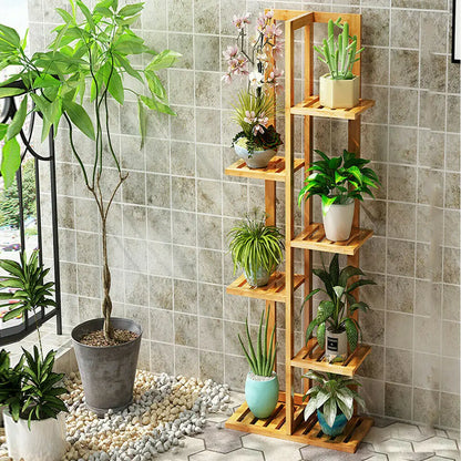 6/7 Pot Vertically Bamboo Flower Shelf  Plant Stand