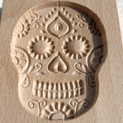 Wooden Cookie Molds for Halloween, 3D Carved Embossed Gingerbread Mould for Baking, Pumpkin Skull Ghost Witch Jack O 'Lantern