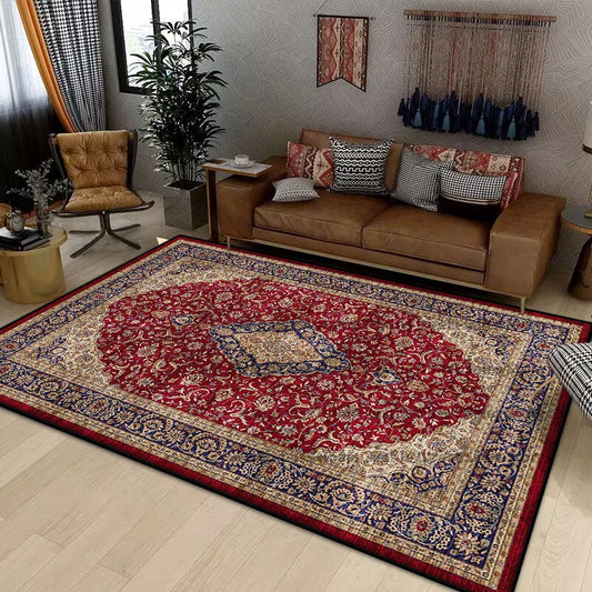 Persian Luxury Rugs for Retro Red Decor Carpets for Living Room