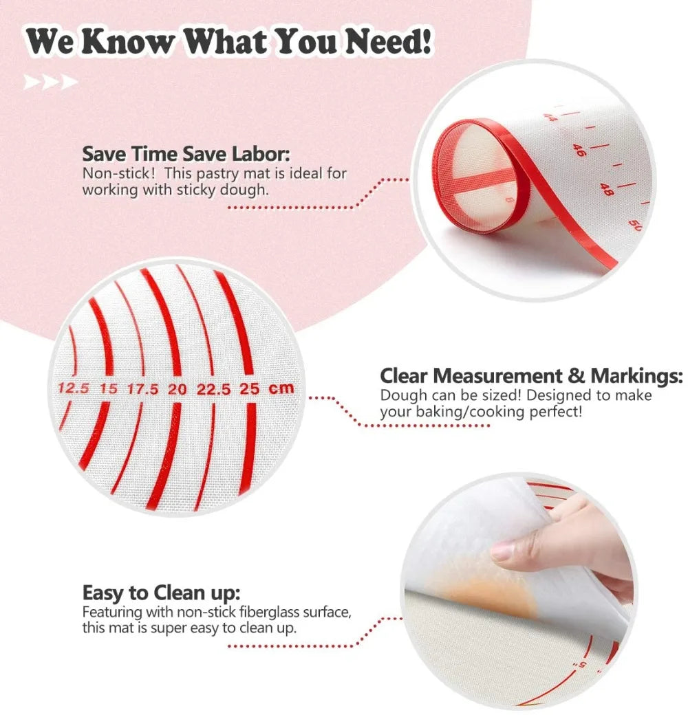 UNTIOR 1PCS Silicone Baking Mat Kneading Pad Dough Mat
