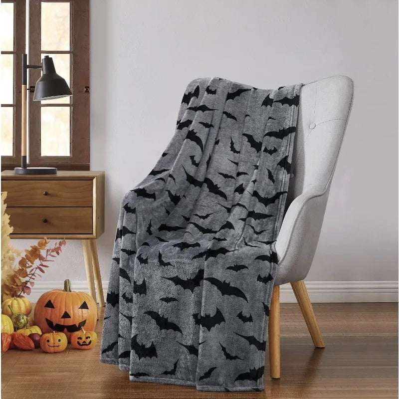Black and Gray Halloween Throw Blanket
