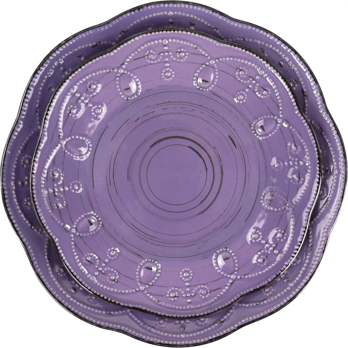 Rustic Birch 16 Piece Stoneware Dinnerware Set in Purple