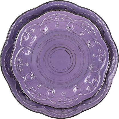 Rustic Birch 16 Piece Stoneware Dinnerware Set in Purple