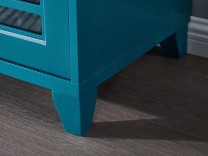 60”W Blue Console Table  Wood Sideboard with Adjustable Shelves and Doors,