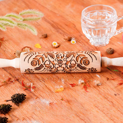 1 pcs Wooden Sunflower Embossed Rolling Pin